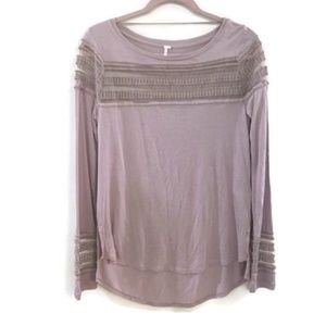 FREE PEOPLE Mesh inset ROXIE hi-low tee